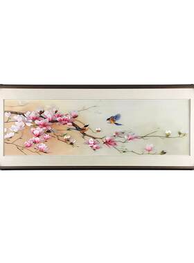 苏绣成品纯手工刺绣挂画玉兰花鸟