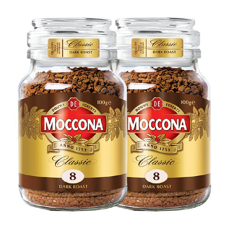 摩可纳8号深度烘焙冻干黑咖啡100g*2瓶美式速溶荷兰进口400次咖啡