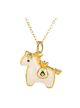 马上有钱和田玉小马项链女款