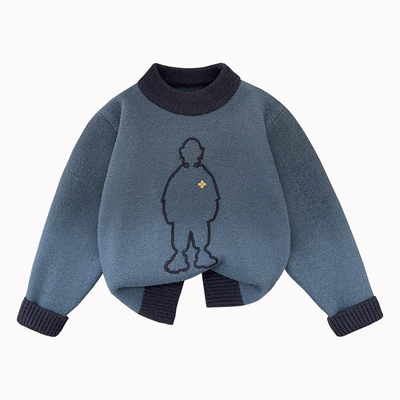 儿童毛衣加绒加厚男童一体绒打底
