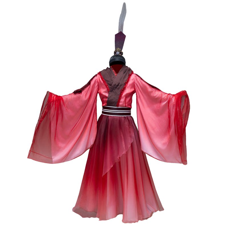 国风古典舞演出服男大袖衫红色祭孔祭祀执羽舞汉服广袖民间表演服