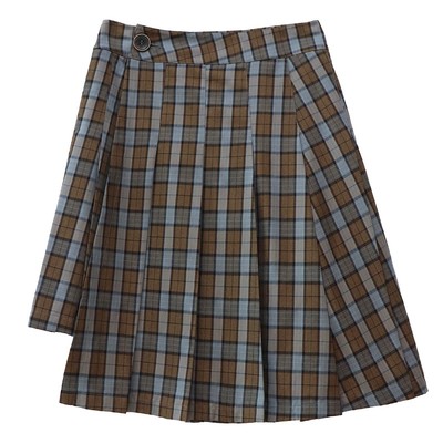 氛围不对称设计感搭片格纹短裙