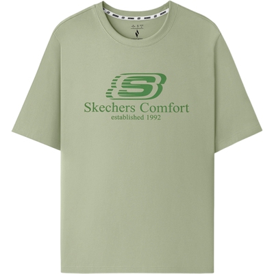 SKECHERS斯凯奇男女运动休闲短袖T恤L226U087-02MK