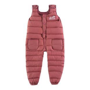 儿童羽绒棉背带裤婴幼儿宝宝冬季加厚棉裤男女童外穿开档连体裤子