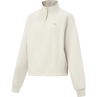 李宁卫衣女士冬季官方新款加绒加厚长袖宽松半拉链上衣保暖运动服