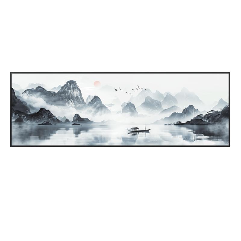 盈浩中国风山水画办公室背景墙挂画新中式水墨画大气高档客厅墙画