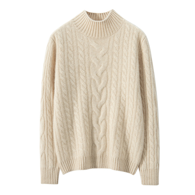 重磅三股加厚高端半高领羊绒衫女