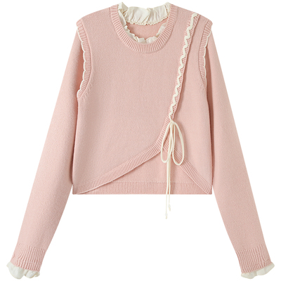 慕兔不规则针织毛衣罩衫