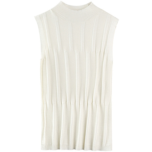 坎袖背心女春夏立领黑色天丝打底外穿半高领无袖薄针织衫短款修身