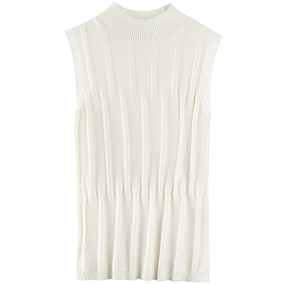 砍袖背心半高领修身针织衫单穿