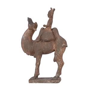 仿陶俑丝绸之路古代商人马帮骆驼队酒柜装饰摆件阿拉伯商队人物