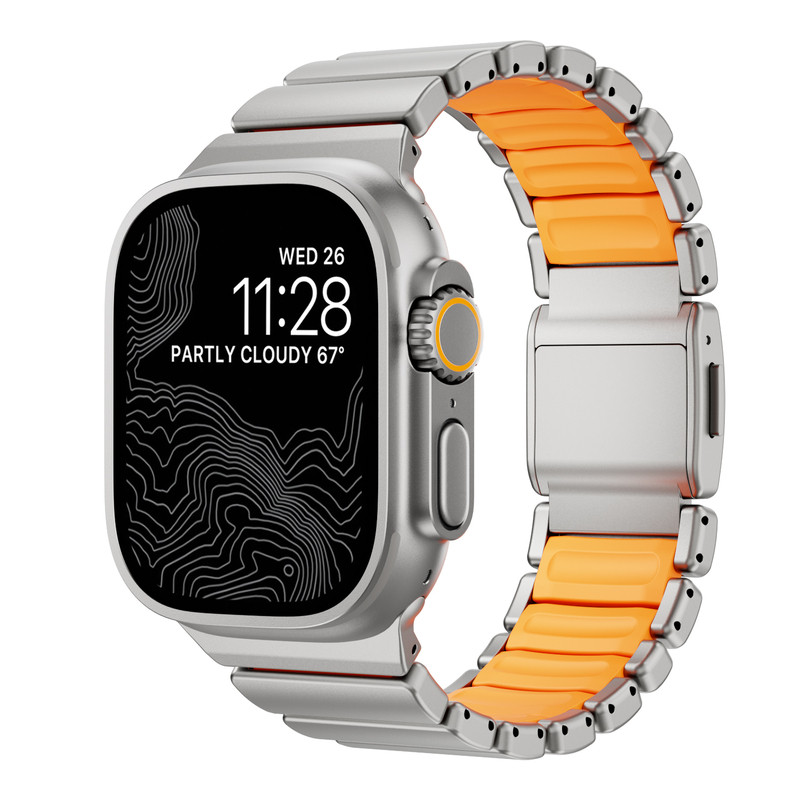 适用苹果iwatch ultra4/3手表带S12磁吸扣全钛硅胶复合腕表带applewatch运动11/10智能S9高级8小众7高级6金属