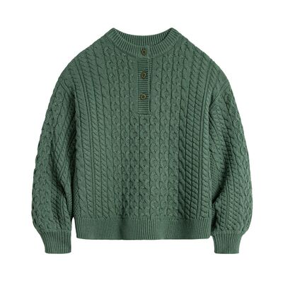 亨利领慵懒风绞花毛衣马登女装