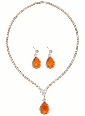 镶钻套装项链耳环轻奢女