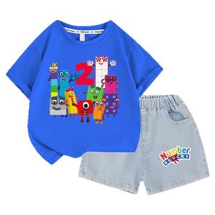 Number blocks儿童插肩短袖短裤套装夏季2025新款女童休闲短裤夏