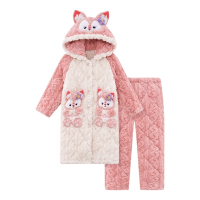 玲娜贝儿家居服冬季三层夹棉睡袍