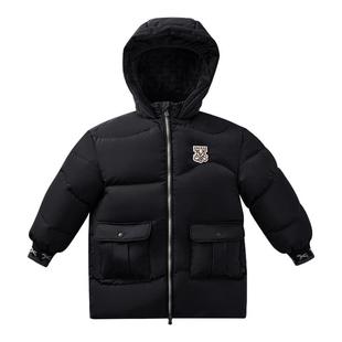 嫚熙童装95白鹅绒羽绒服儿童保暖加绒加厚宝宝冬季外出中长款外套