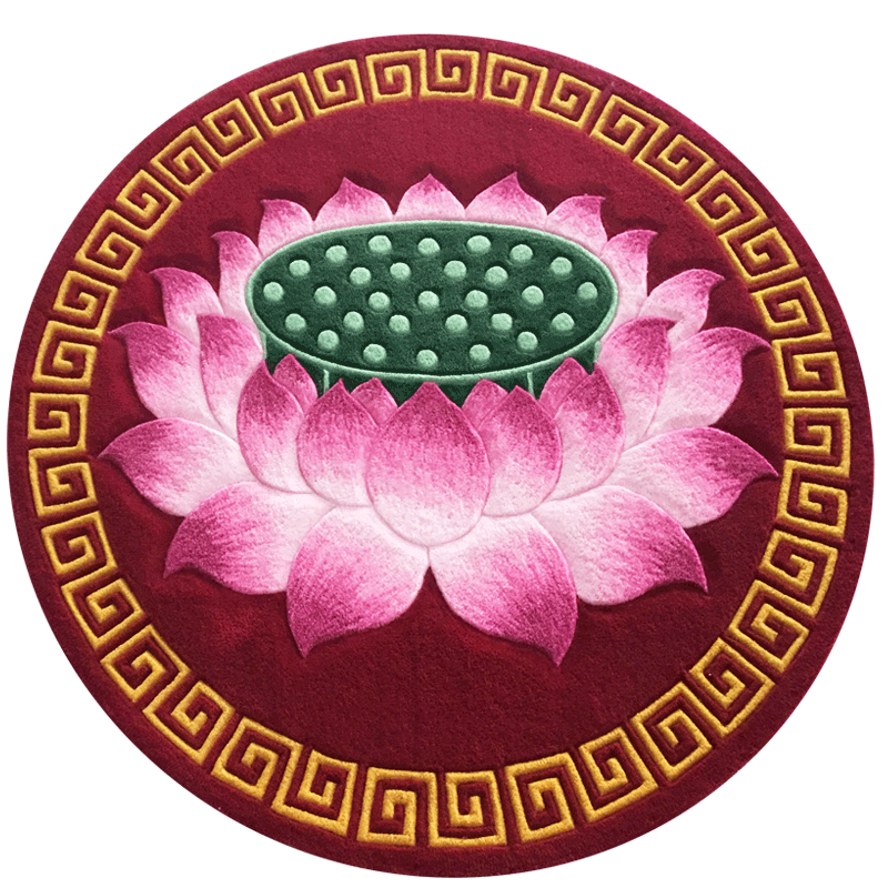 新中式禅意莲花佛堂客厅圆毯