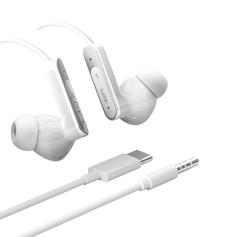 官方正品高音质有线耳机typec接口降噪游戏圆口适用华为小米oppo - 白底图