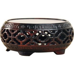 中式复古镂空小品盆景文玩摆件奇石玉器瓷器茶壶花瓶实木托架底座