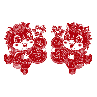 2026马年生肖植绒剪纸窗花静电贴玻璃贴纸过年春节马年装饰门贴画
