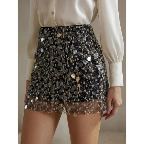D 51542 Sequin A line hip skirt 亮片 A 字包臀裙跨境速卖
