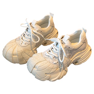 【TFM】2026春季新款擦色厚底老爹鞋女5CM增高系带休闲运动鞋百搭