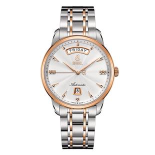 依波路瑞士男士手表祖尔斯系列日历周历显示间金刚带男款表机械表