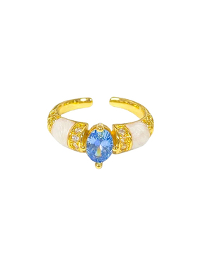 鸽子蛋仿贝母镶钻戒指女梦幻浪漫