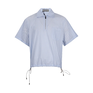 Dior/迪奥男经典条纹半拉链休闲全棉短袖衬衫男士2025新款XY推广