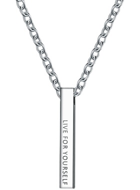 潮男女励志简约几何长柱钛钢项链