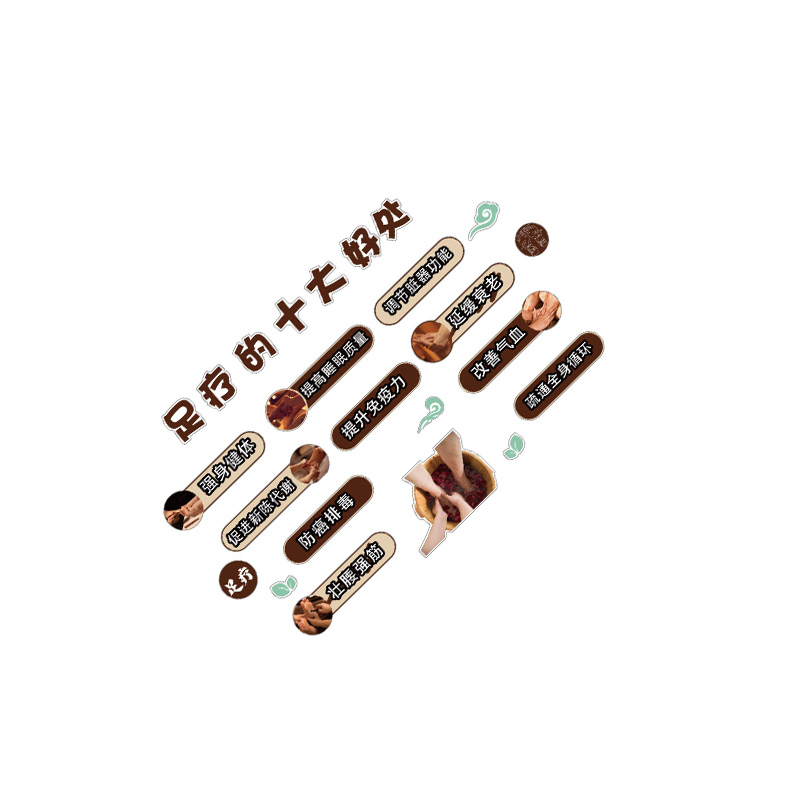 足疗店墙面装饰网红养生馆氛围布置按摩艾灸广告贴纸壁画浴房形象