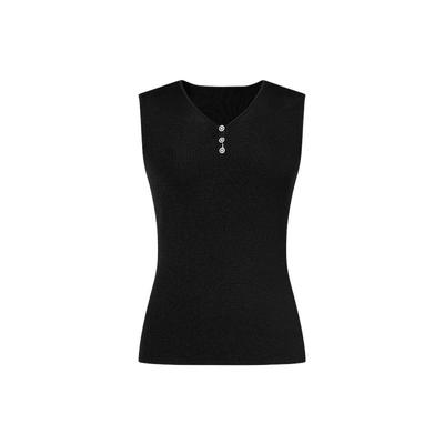 【盈动绽放】珂莱蒂尔夏季纯色V领女修身显瘦内搭透视背心