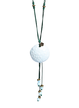 景德镇青釉雕花陶瓷项链文艺民族风毛衣链女长款新款古风配饰吊坠