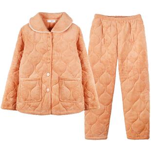好波冬季大码加厚女家居服套装女士抗寒保暖男士大码睡衣HJT2403