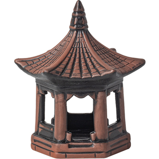 复古陶瓷六角小亭子古桥小船微景观小摆件盆栽假山水族造景装饰品