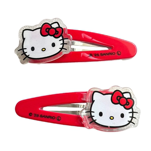 正版hello kitty红色BB发夹可爱发圈皮筋发饰凯蒂猫卡通碎发对夹