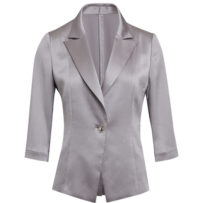 LANDI银紫灰水光缎面西装