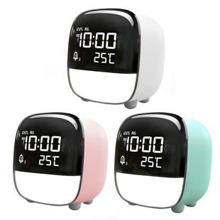 得力8852萌宠电子钟闹钟儿童智能时钟 学生专用多功能床头夜灯