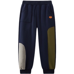 [VIP]MQD男童加绒运动裤2025冬季新款儿童加厚保暖拼接束脚休闲裤