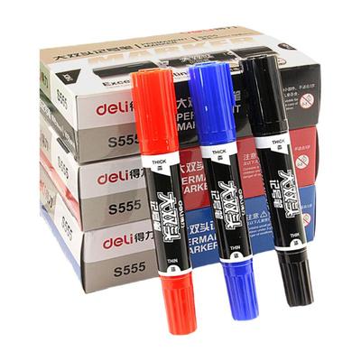 得力文具记号笔双头大号马克笔双笔头防水物流大头笔光盘笔S555
