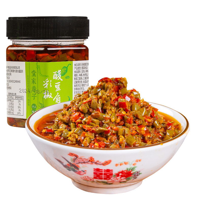 湖南酸豆角下饭菜开胃味咸菜瓶装即食熟食拌面小酱腌菜豇豆萝卜干