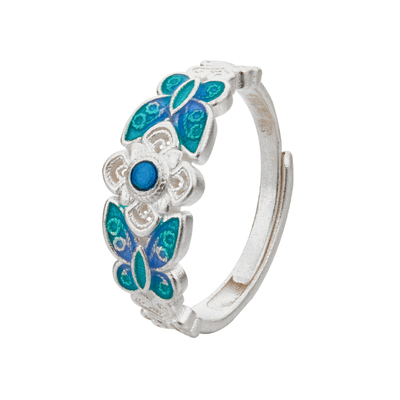 顺庆银楼S9999纯银缠枝冰心戒指