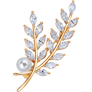 JAY璀璨麦穗胸针高档女奢华气质胸花高端别西装别针大衣配饰秋冬