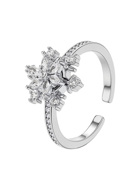 新年冰晶雪花戒指可旋转情侣配饰