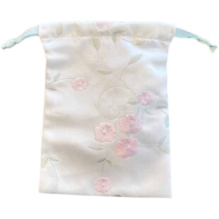 古风素雅绣花收纳布袋子束口拉绳袋棉布袋收纳袋束口袋卫生巾布袋