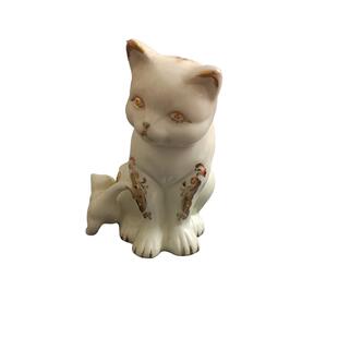 出口美国24K金水描边陶瓷招财猫摆件房间桌面少女心饰品创意礼物