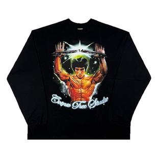 ComicTree C.t 2025新款秋季漫画李小龙圆领长袖T恤男士上衣纯棉