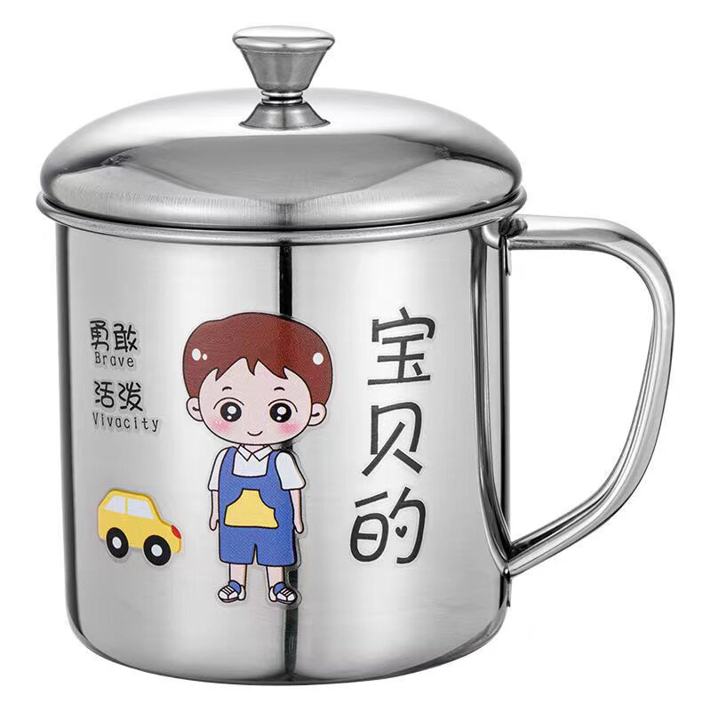 304食品级不锈钢马克杯宝宝带盖牛奶杯儿童水杯夏天家用喝水杯子