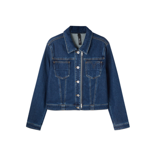 U/TI截短式双拉链牛仔外套女装百搭正肩棉感上衣尤缇2025春季新款